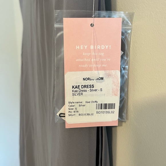 *NWT* Birdy Grey Kae Chiffon Silver Bridesmaid Dress Small No Slit - Picture 4 of 11